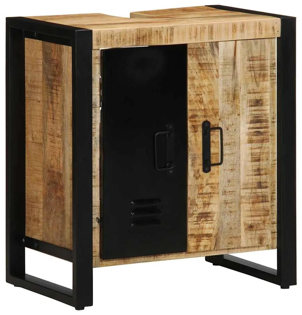 vidaXL Σετ Επίπλων Μπάνιου 4 pcs Καφέ και Μαύρο Στερεό ξύλο μάνγκο