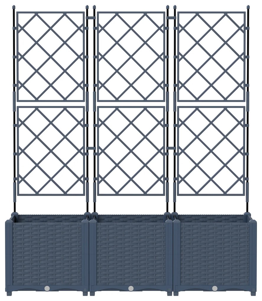 vidaXL Γλάστρα Κήπου με Πλέγμα 3 τμχ Γκρι 120x40x143 εκ
