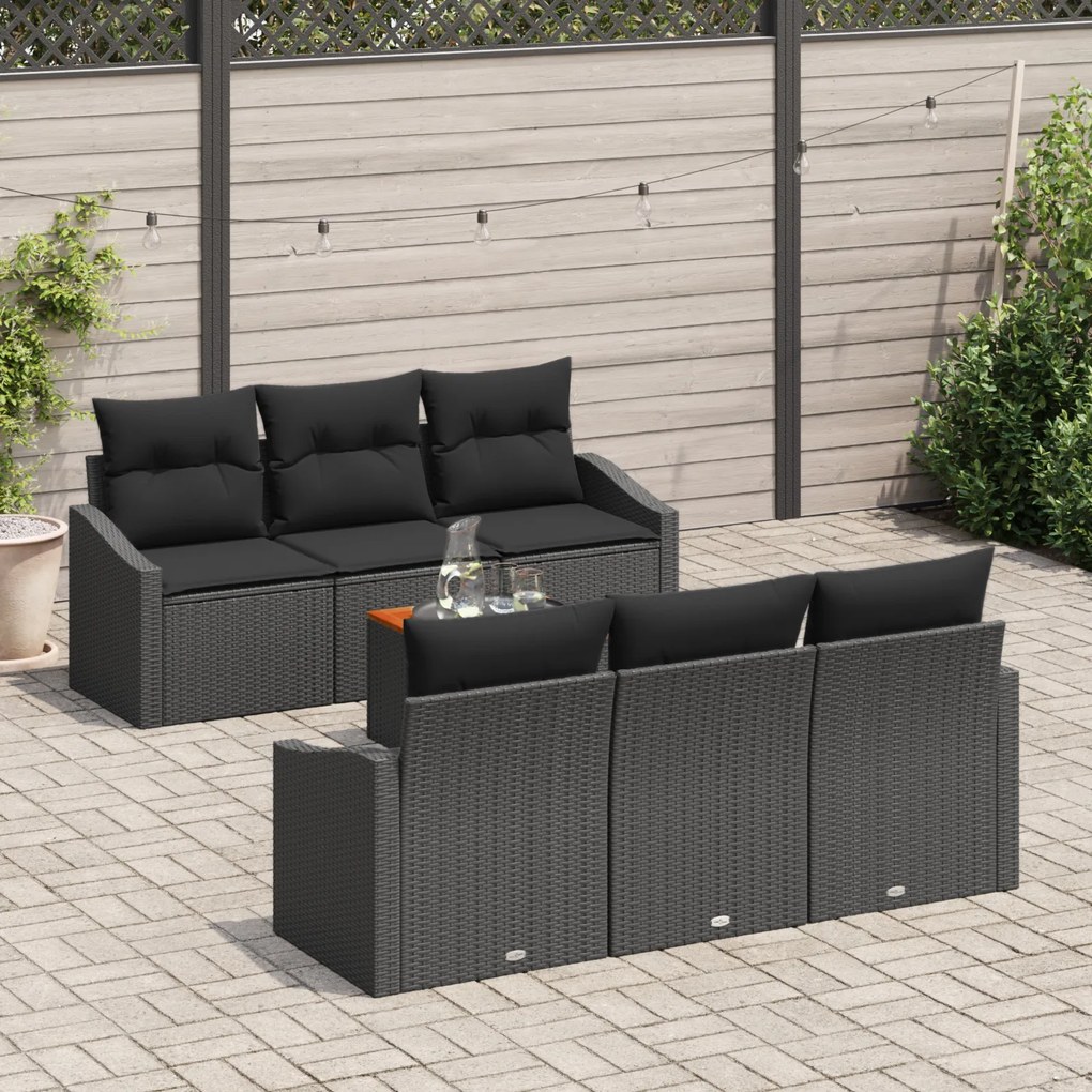 vidaXL Σετ Καναπέ Κήπου 7 pcs Μαύρο 55 x 55 x 37 εκ