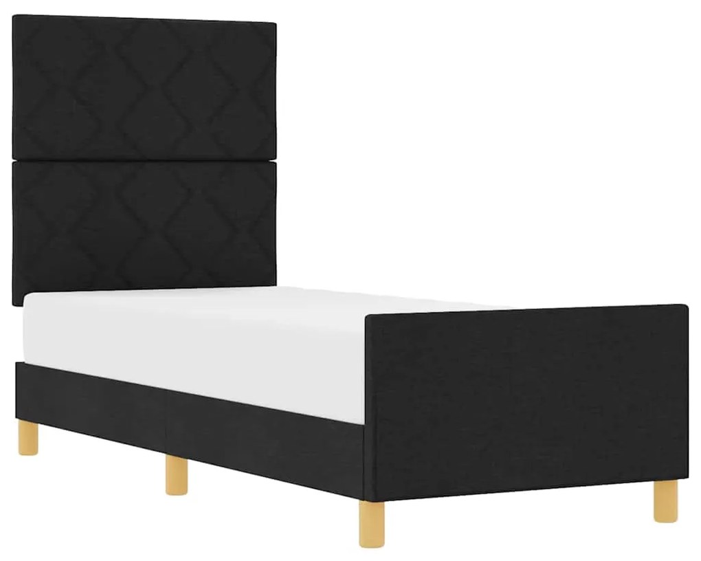 vidaXL Σκελετός Κρεβατιού με κεφαλάρι Μαύρο 80 x 200 cm ύφασμα