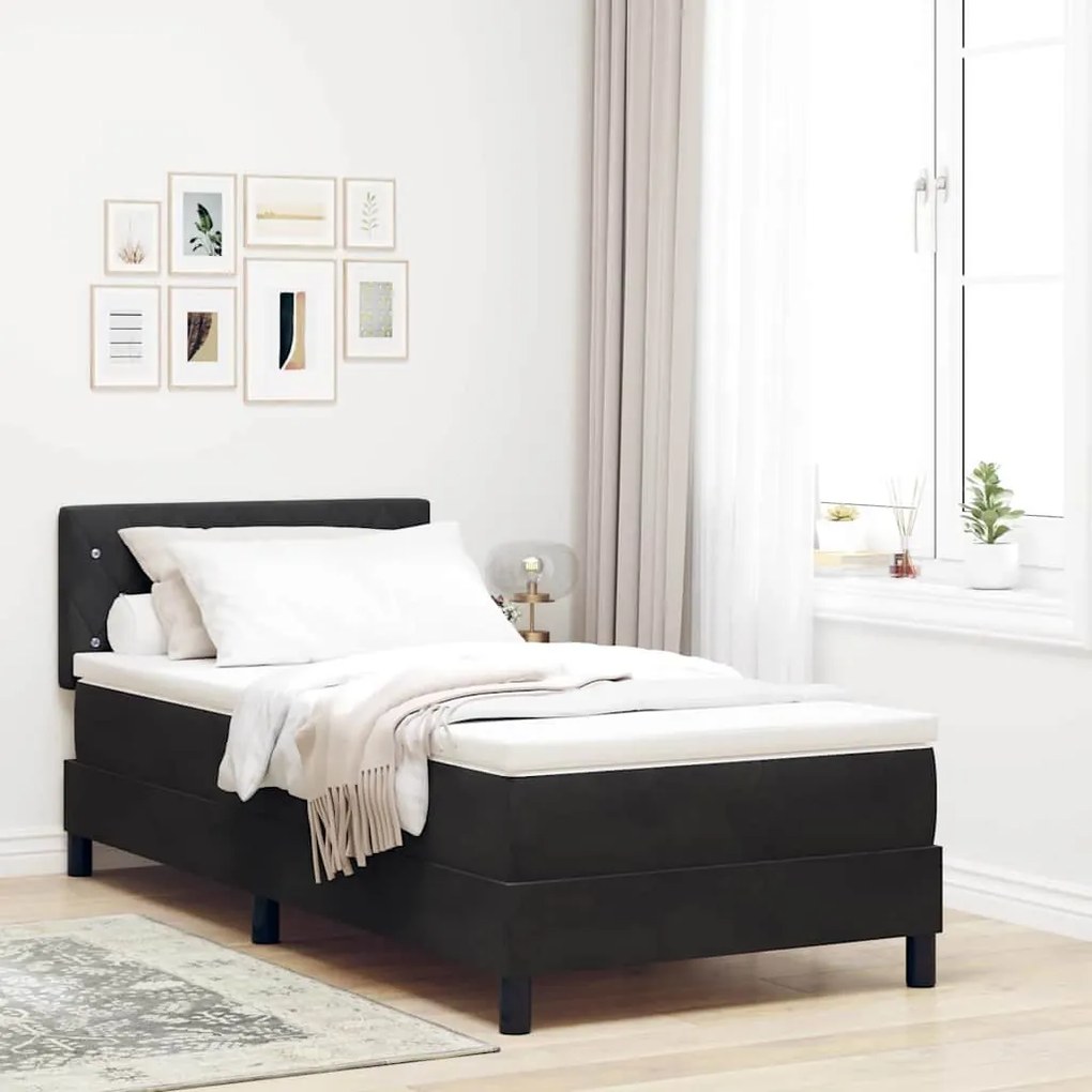 vidaXL Κρεβάτι Box Spring με Στρώμα Μαύρο 100x200 εκ. Βελούδο