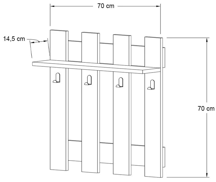 Κρεμάστρα τοίχου Carina Megapap χρώμα sapphire oak 70x18x70εκ.