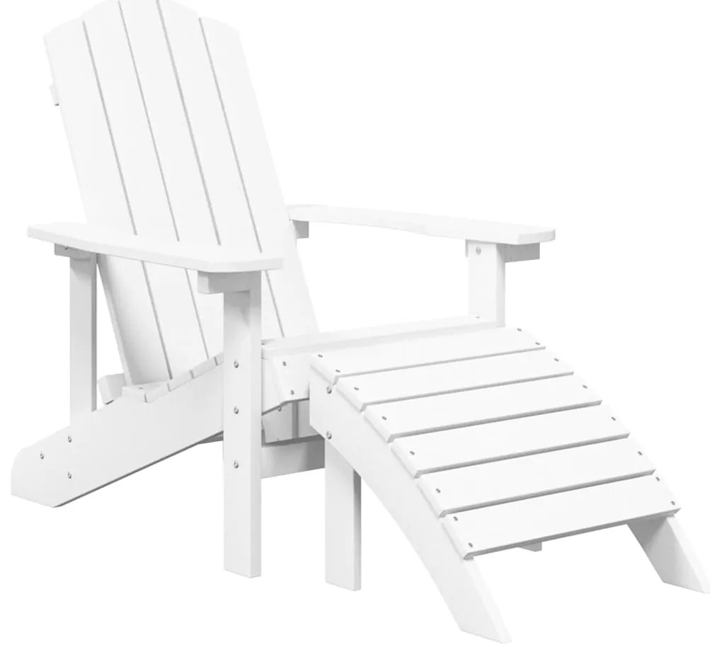 vidaXL Καρέκλες Κήπου Adirondack 2 τεμ. Λευκές από HDPE με Υποπόδια