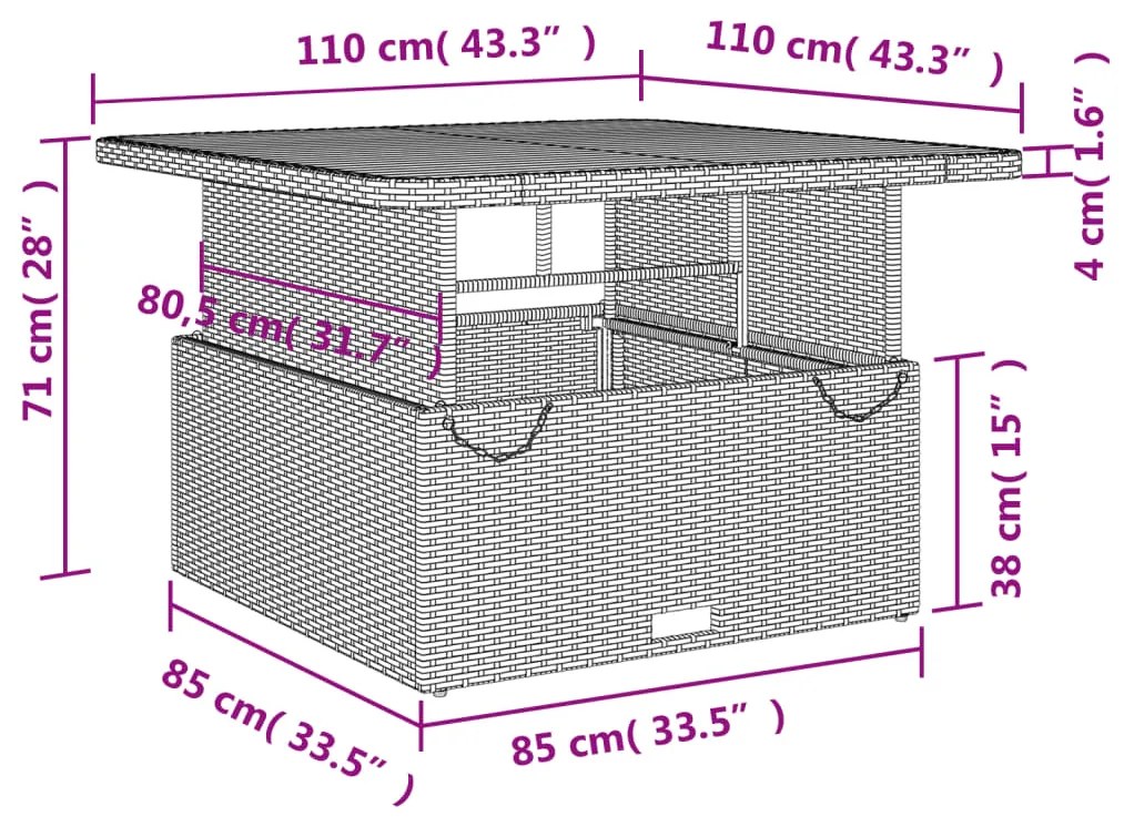 ΤΡΑΠΕΖΙ ΚΗΠΟΥ ΜΠΕΖ 110X110X71 ΕΚ. ΣΥΝΘΕΤΙΚΟ ΡΑΤΑΝ/ΞΥΛΟ ΑΚΑΚΙΑΣ 368274