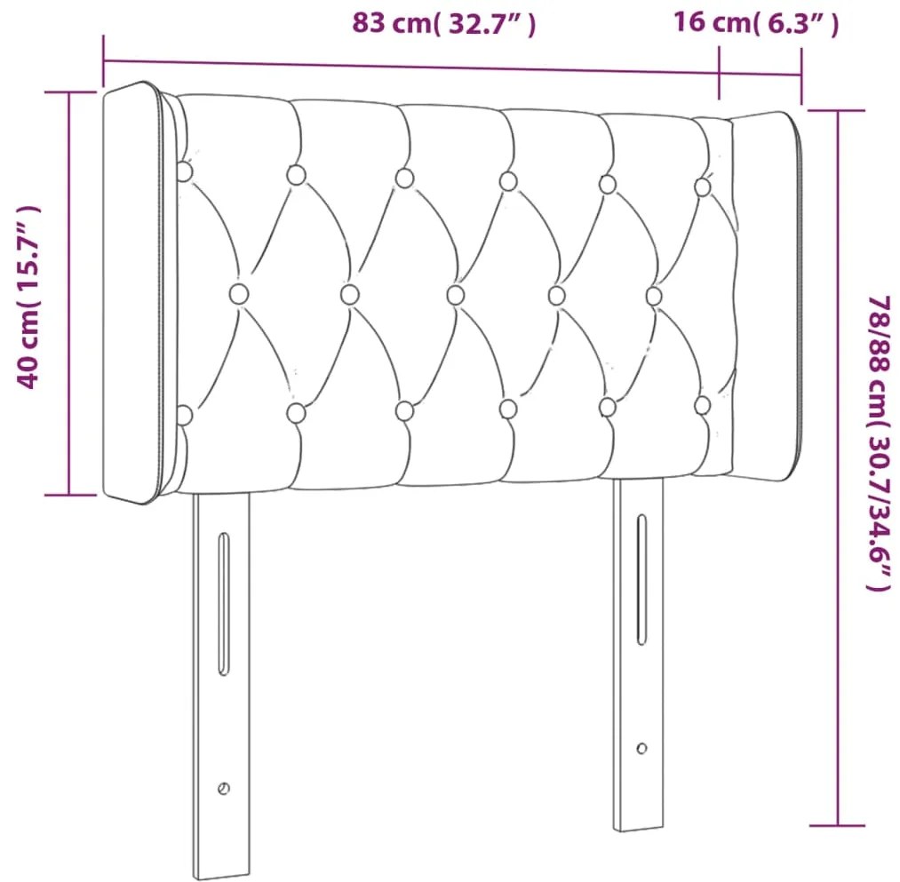 vidaXL Κεφαλάρι Κρεβατιού LED Σκούρο Γκρι 83x16x78/88 εκ. Βελούδινο