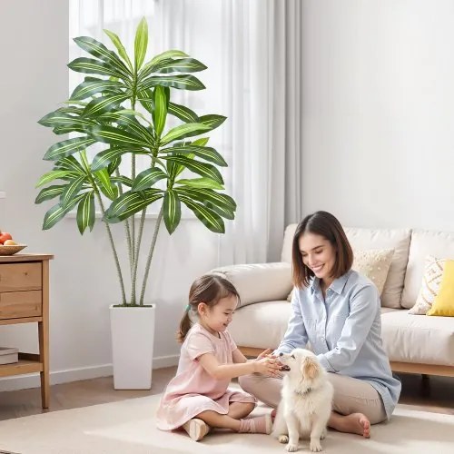 VEVOR 1829 mm Artificial Dracaena Tree Fake Plant with White Planter Indoor