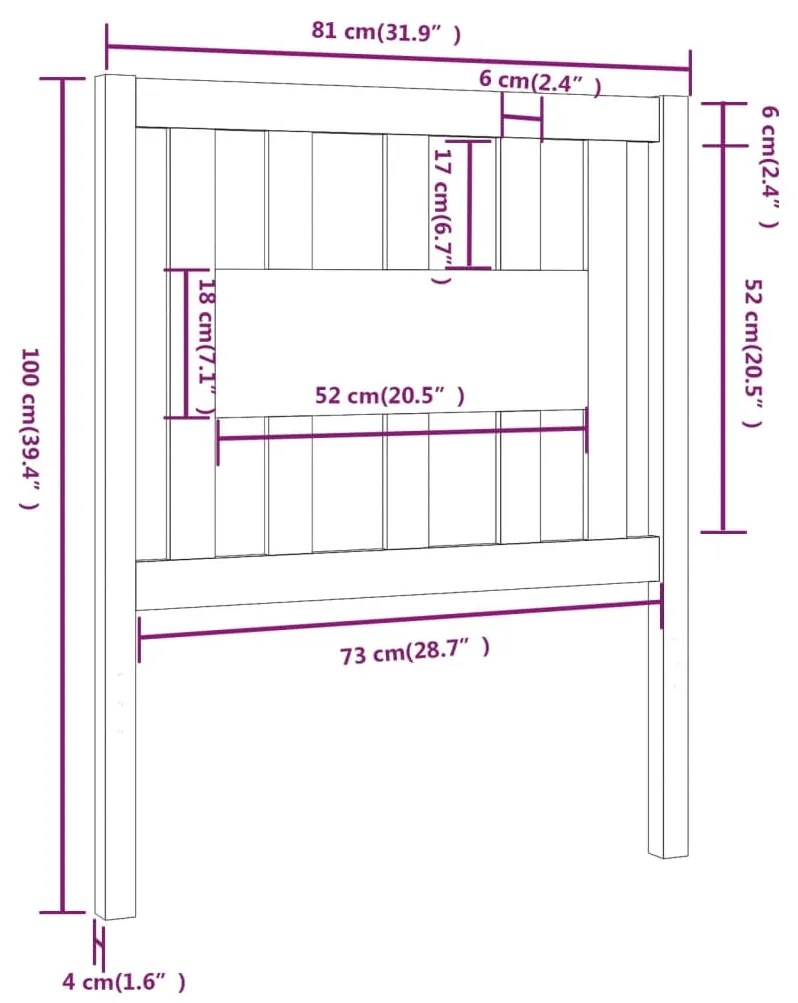 vidaXL Κεφαλάρι Μελί 81 x 4 x 100 εκ. από Μασίφ Ξύλο Πεύκου