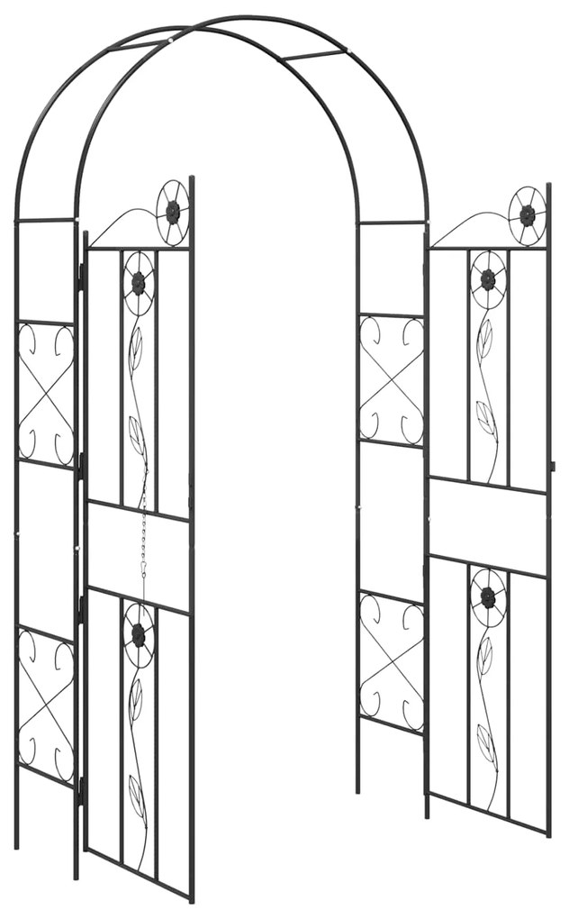 vidaXL Κήπος Αψίδα Μονόχρωμο Μαύρο 115 x 37 x 226 εκ