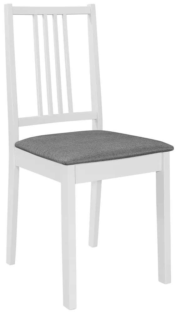 vidaXL Καρέκλες Τραπεζαρίας με Μαξιλάρια 4 τεμ. Λευκές από Μασίφ Ξύλο