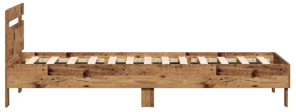 vidaXL Σκελετός Κρεβατιού με κεφαλάρι Παλιό ξύλο 203 x 95 x 70 εκ