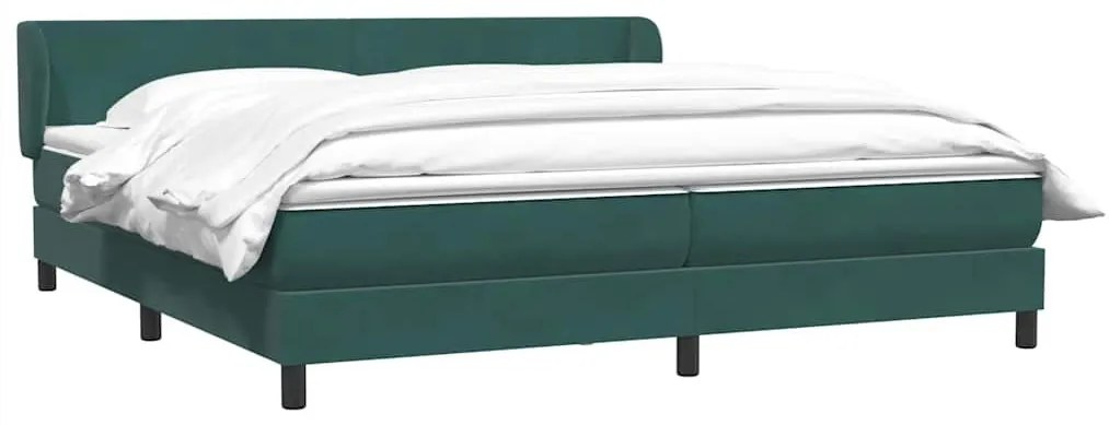 Box Spring Κρεβάτι με στρώματα Σκούρο πράσινο Βελούδινο - Πράσινο