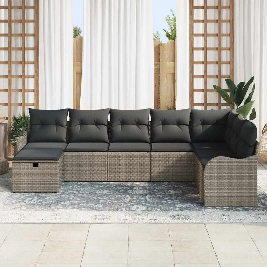 vidaXL Σετ Καναπέ Κήπου 8 pcs Γκρι 287,5 x 177,5 x 85 εκ. Πολυ ράταν