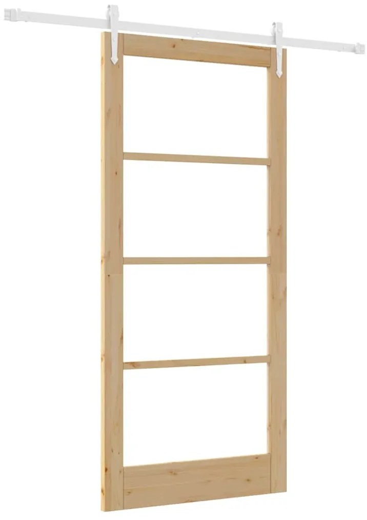 vidaXL Ολισθητή Πόρτα Καφέ 93 x 202 cm Ξύλο και μέταλλο