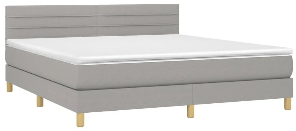 Κρεβάτι Boxspring με Στρώμα &amp; LED Αν.Γκρι 180x200 εκ Υφασμάτινο - Γκρι