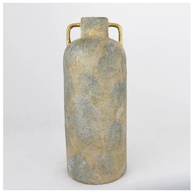 Βάζο Κεραμικό Γκρι &amp; Χρυσό 16x16x40.5cm 752-20128 Estheti-752-20128-Χρυσό 752-20128