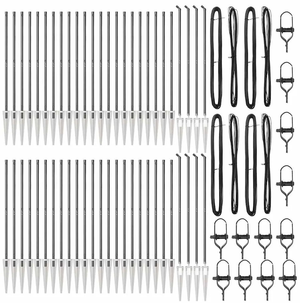 vidaXL Στύλος Περιφράξεων 52 pcs Ασημί 3.2 x 3.2 x 170 εκ Ατσάλι