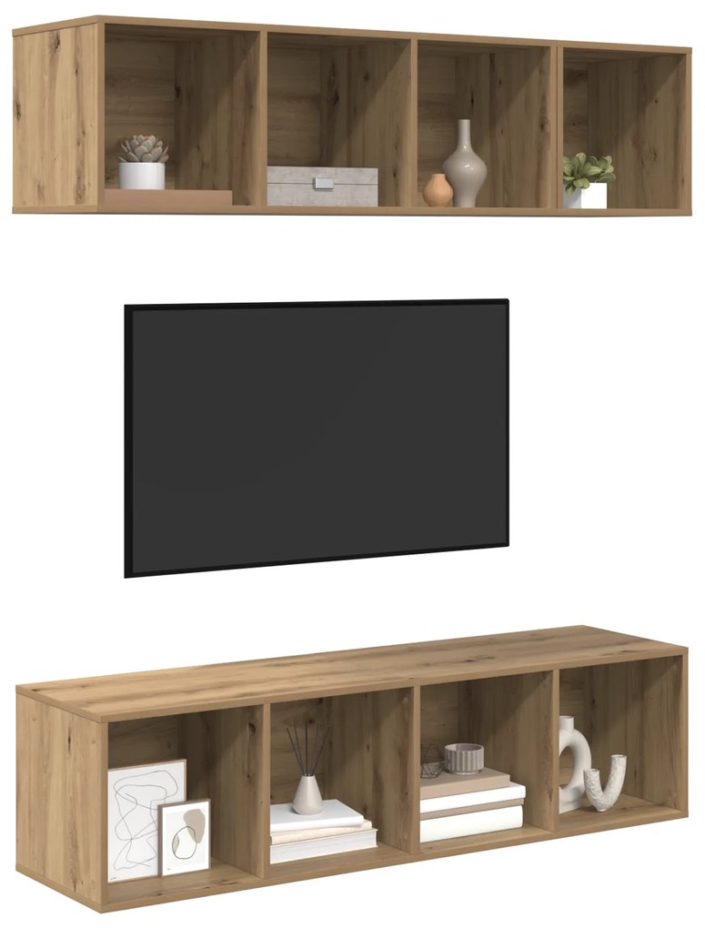 vidaXL Σετ επίπλου τηλεόρασης 3 pcs artisan δρυς Επεξεργασμένο ξύλο
