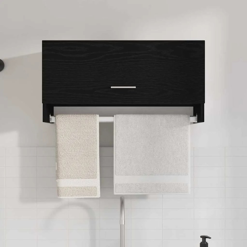 vidaXL Ντουλάπι με πόρτα Μαύρο 70 x 32.5 x 35 cm Επεξεργασμένο ξύλο