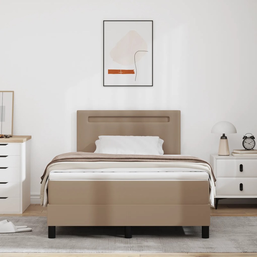 vidaXL Κρεβάτι με Στρώμα Cappuccino, 120x200 εκ, Τεχνητό Δέρμα