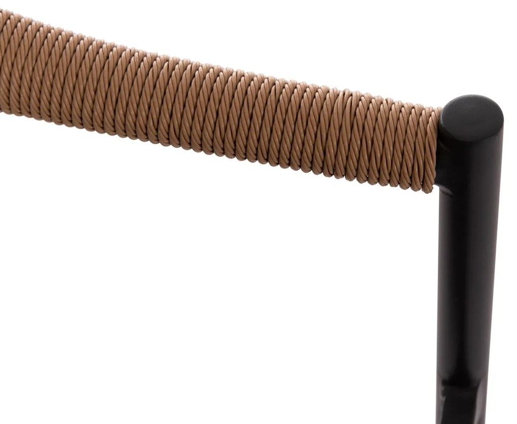 Καρέκλα Πολυθρόνα BERG C6284.02 Αλουμίνιο Μαύρο - Textilene Γκρί - P.E. Rattan Μπέζ 55x56x79Υ εκ. 55x56x79 εκ.