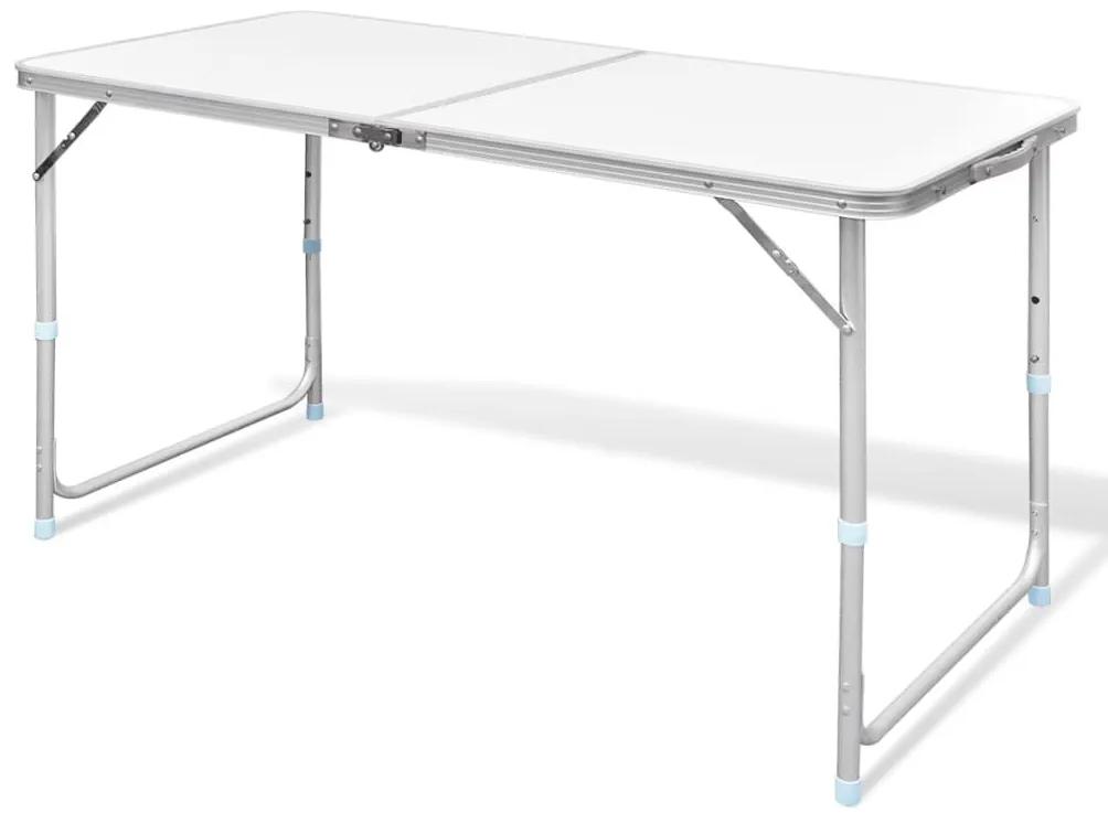 Τραπέζι Βαλίτσα Πτυσσόμενο Ρυθμιζόμενο Ύψος 120 x 60 cm Αλουμινίου - Λευκό