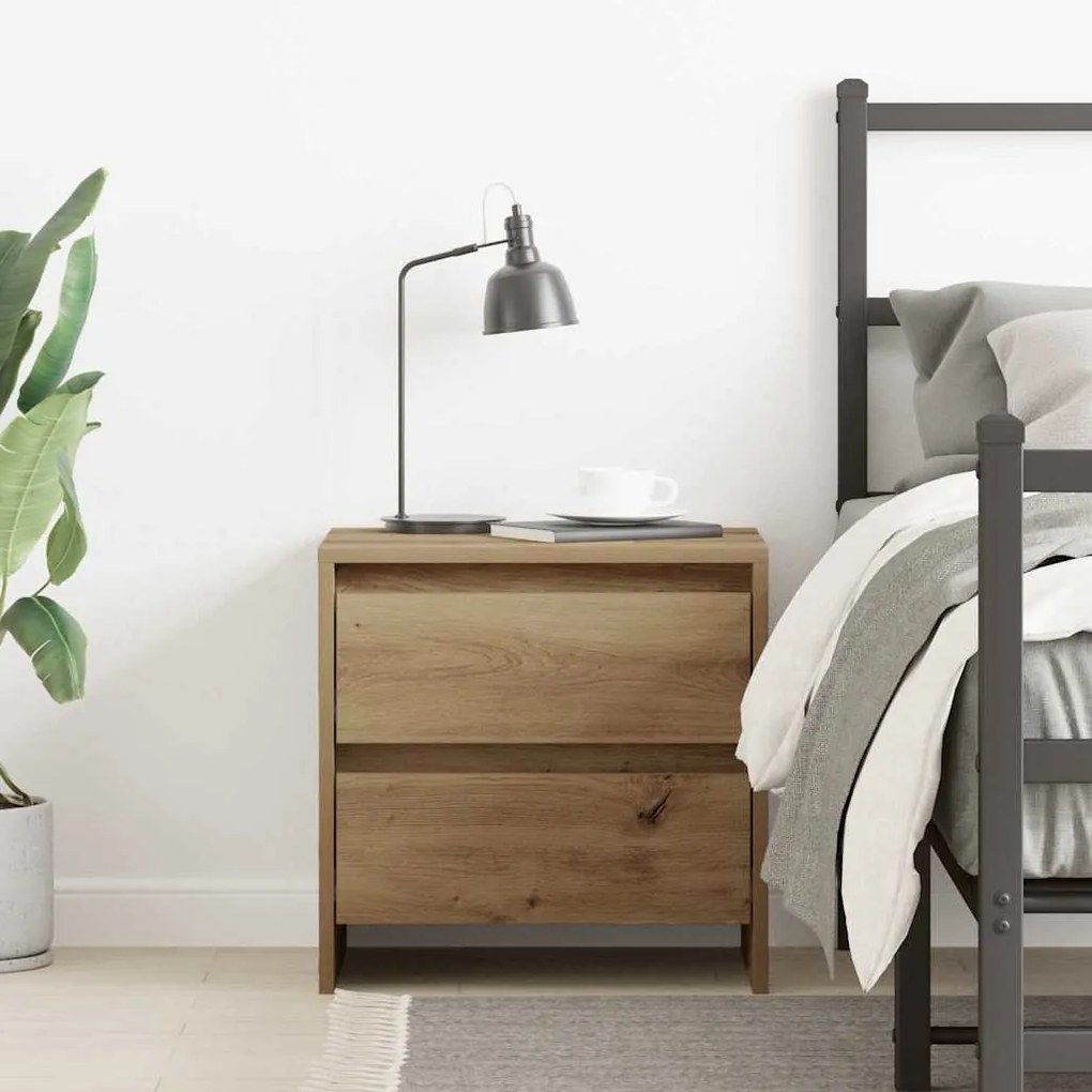 vidaXL Κομοδίνο artisan δρυς 45 x 34 x 44.5 εκ Επεξεργασμένο ξύλο