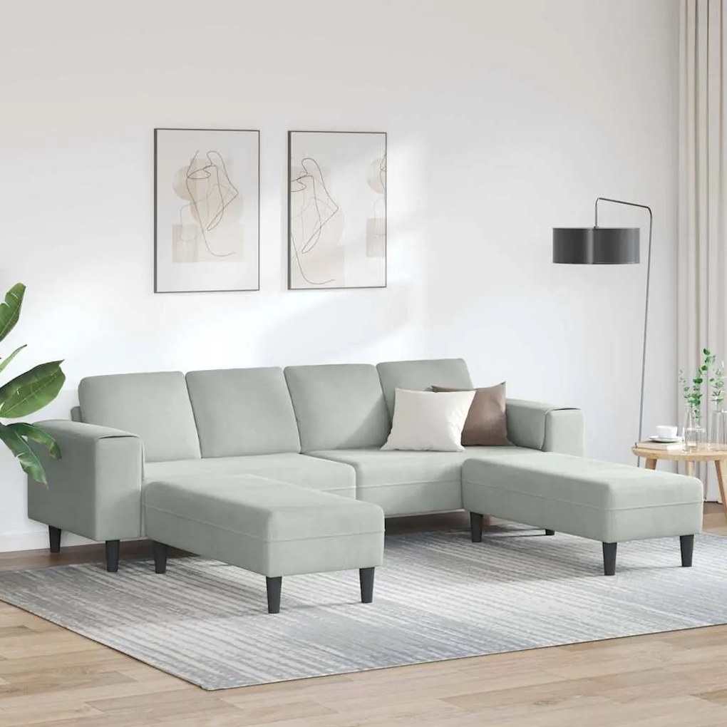 vidaXL Σετ Καναπέ 3 pcs Ανοιχτό γκρι Βελούδο