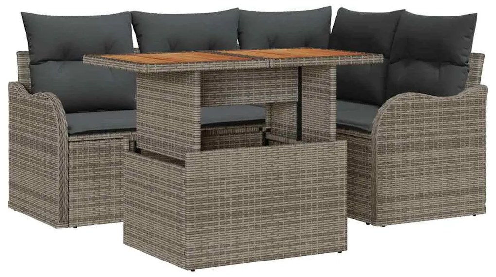 vidaXL Σετ Καναπέ Κήπου με μαξιλάρι 5 pcs Γκρι 100 x 55 x 73 εκ
