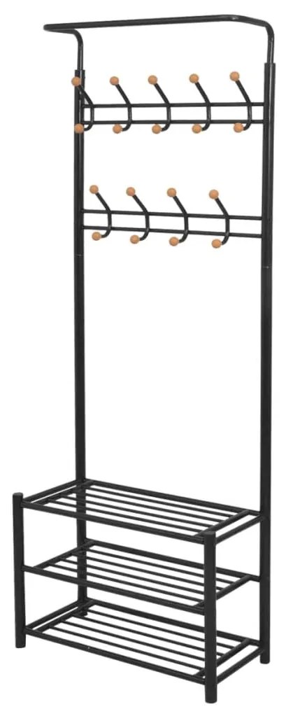 vidaXL Καλόγερος/Πάγκος για Παπούτσια Μαύρος 68 x 32 x 182,5 εκ.