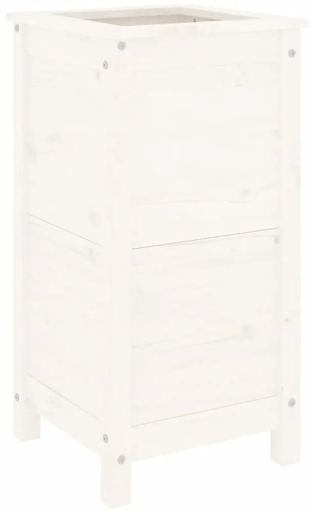 Ζαρντινιέρα Λευκή 40 x 40 x 78 εκ. από Μασίφ Ξύλο Πεύκου - Λευκό