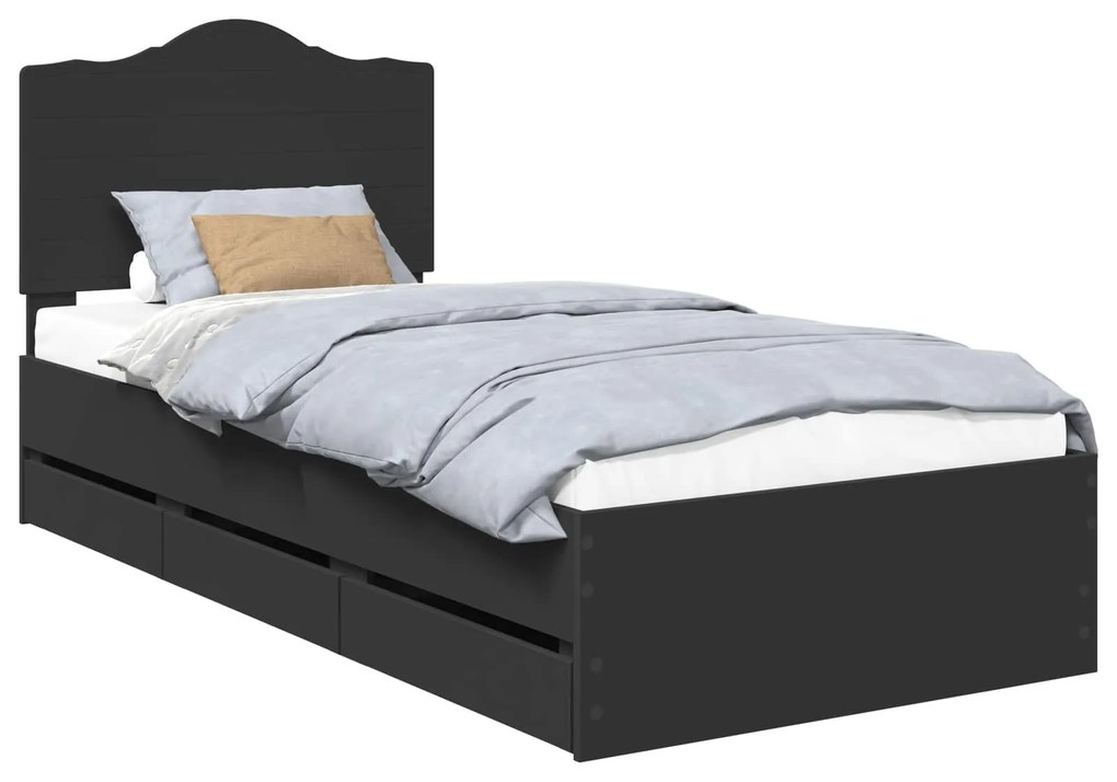 vidaXL Σκελετός Κρεβατιού Μαύρο 90 x 200 cm Μηχανήματος Ξύλο