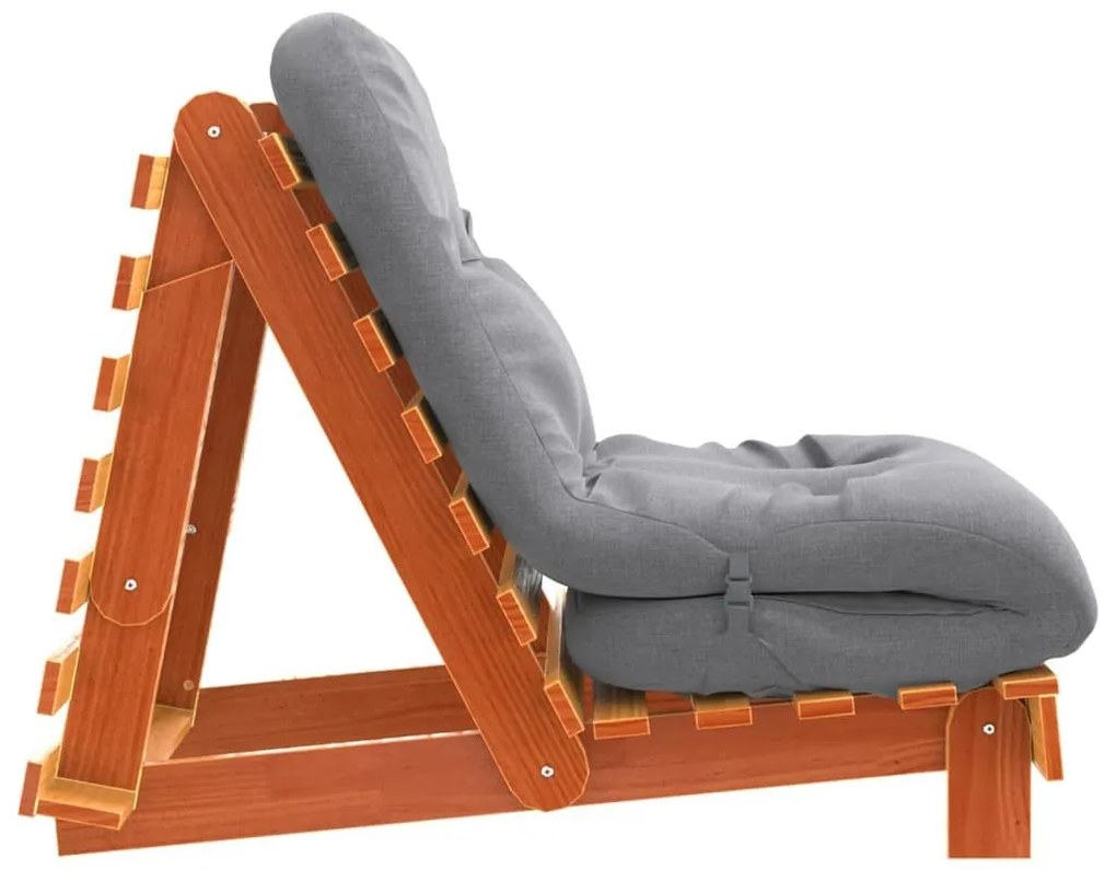 Καναπές Κρεβάτι Futon με Στρώμα 70x206x11 εκ. Μασίφ Ξύλο Πεύκου - Καφέ