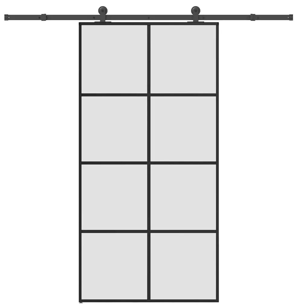 Συρόμενη Πόρτα με Μηχανισμό 102,5x205 εκ. Γυαλί ESG &amp; Αλουμίνιο - Μαύρο