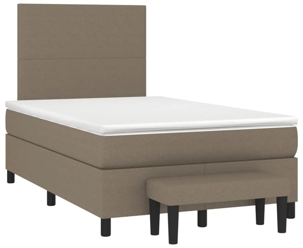 Κρεβάτι Boxspring με Στρώμα Taupe 120x190 εκ. Υφασμάτινο - Μπεζ-Γκρι