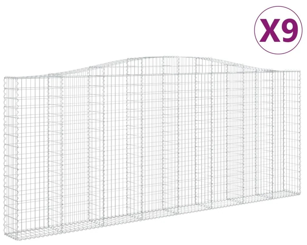 vidaXL Συρματοκιβώτια Τοξωτά 9 τεμ. 400x30x160/180 εκ. Γαλβαν. Ατσάλι