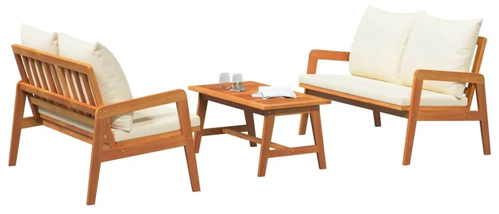 vidaXL Σετ μπιστρό με μαξιλάρι 3 pcs Καφέ Στερεό Ξύλο Ακακίας