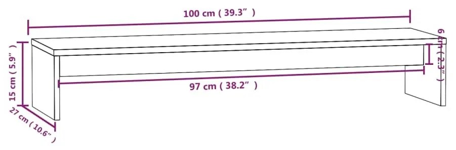 Βάση Οθόνης Λευκή 100 x 27 x 15 εκ. από Μασίφ Ξύλο Πεύκου - Λευκό