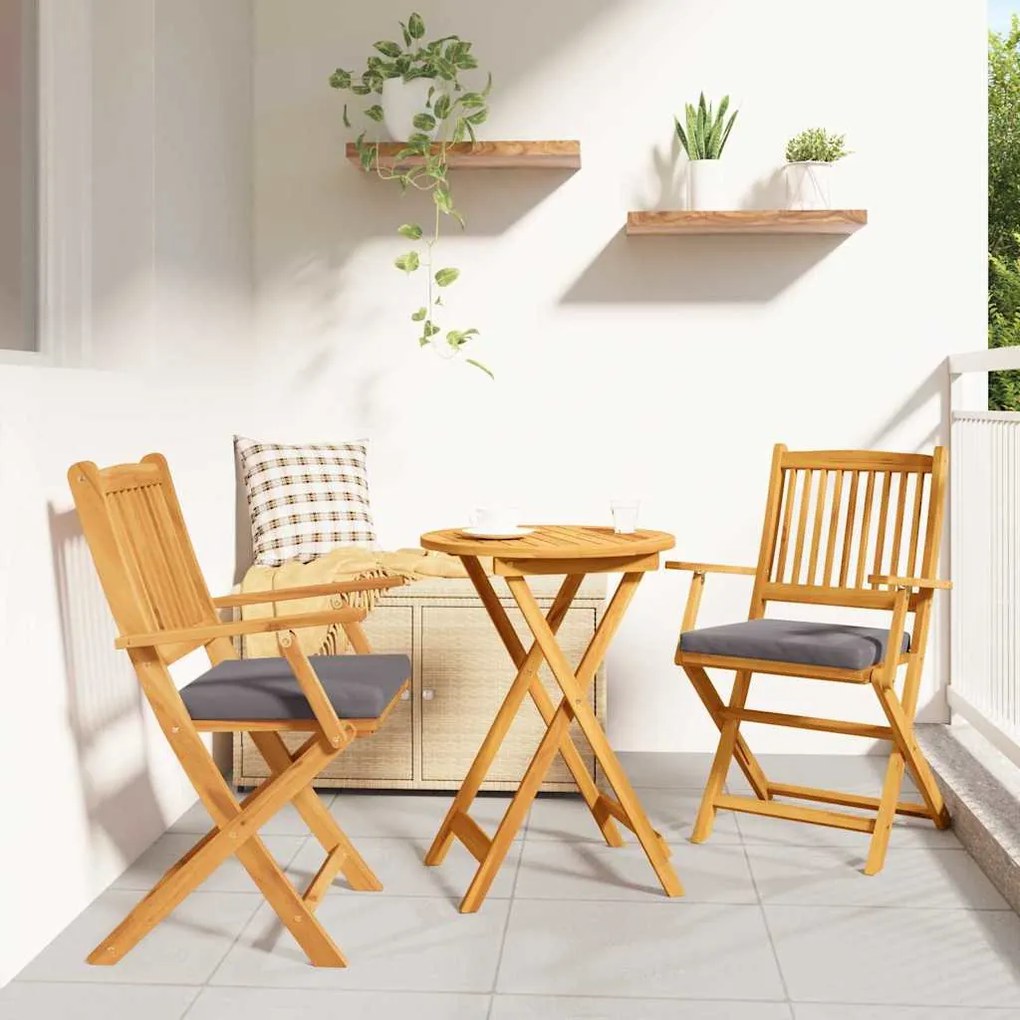 vidaXL Πτυσσόμενη Καρέκλα με μαξιλάρι 2 pcs Γκρι 49 x 57.5 x 92εκ