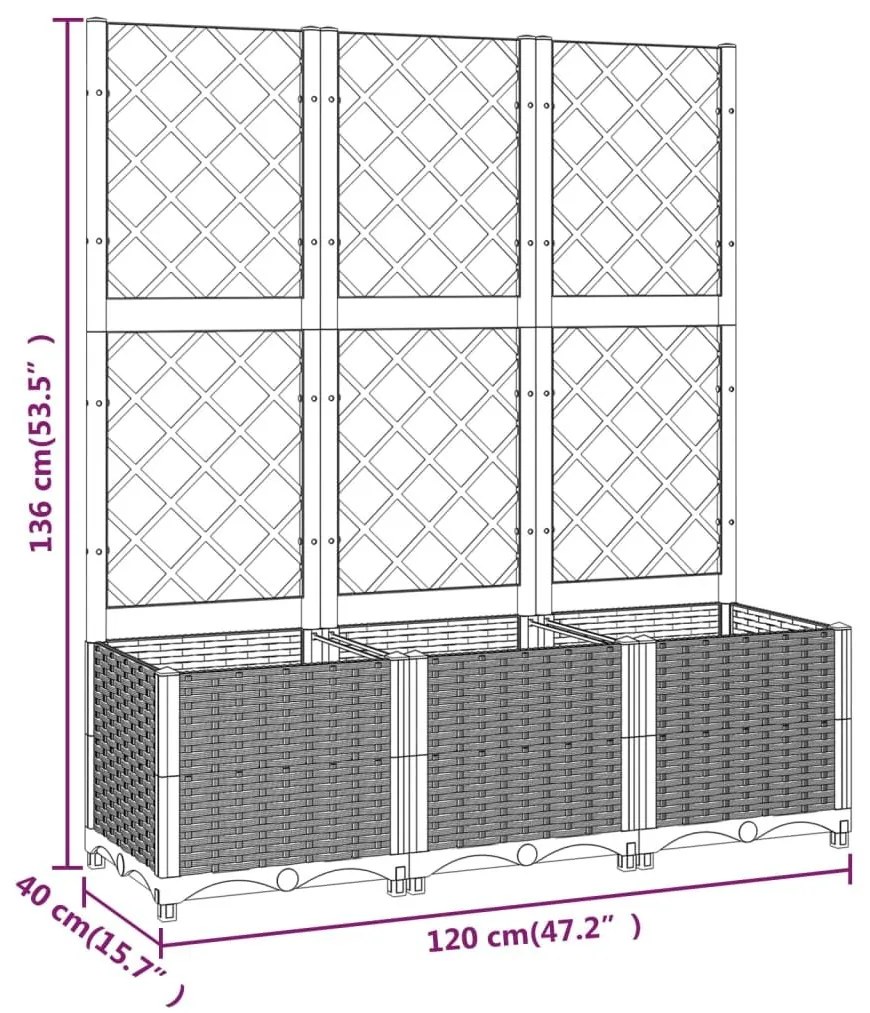 Ζαρντινιέρα Κήπου με Καφασωτό Μαύρο 120 x 40 x 136 εκ. από PP - Μαύρο