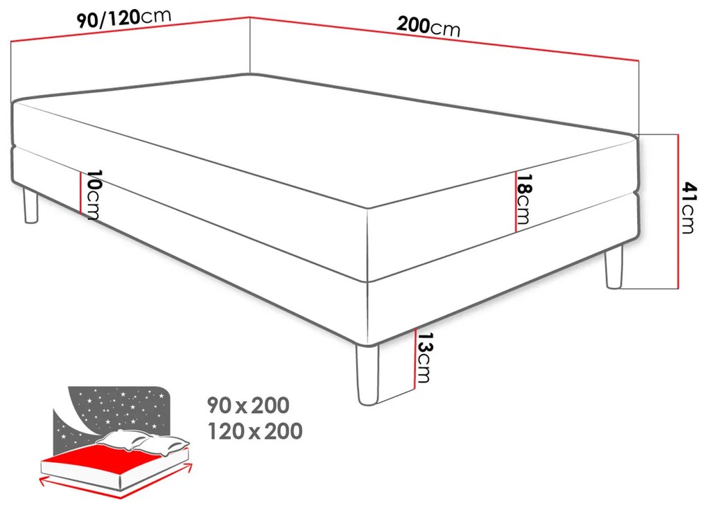 Επενδυμένο κρεβάτι Hot I-Gkri-120 x 200