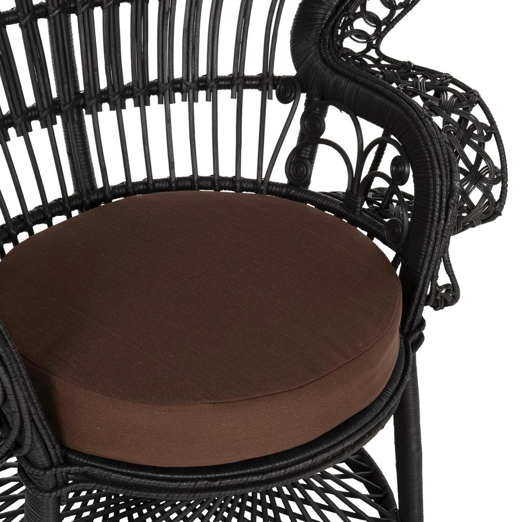 Καρέκλα - Πολυθρόνα ROYAL PEACOCK C9342.03 Μαύρο Rattan με Καφέ Μαξιλάρι 114x72x150Yεκ. 114x72x150 εκ.