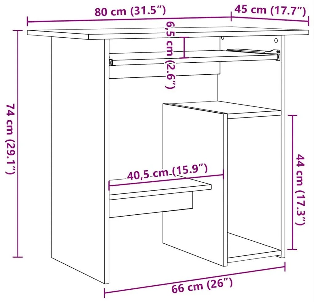 Γραφείο Χρώμα Sonoma Δρυς 80 x 45 x 74 εκ. από Επεξ. Ξύλο - Καφέ