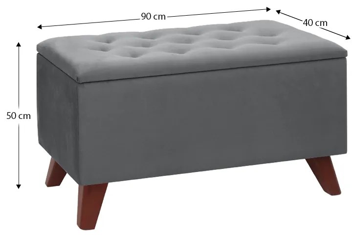 Σκαμπώ - Ταμπουρέ Lotus Megapap βελούδινο χρώμα γκρι 90x40x50εκ.