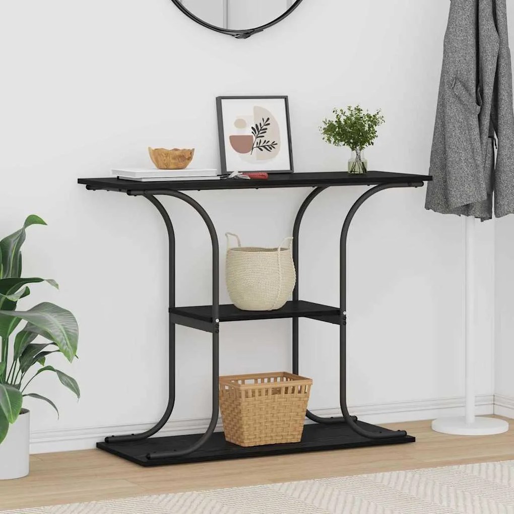vidaXL Τραπέζι κονσόλας με ράφι Μαύρη δρυς 101 x 35 x 80.5 εκ
