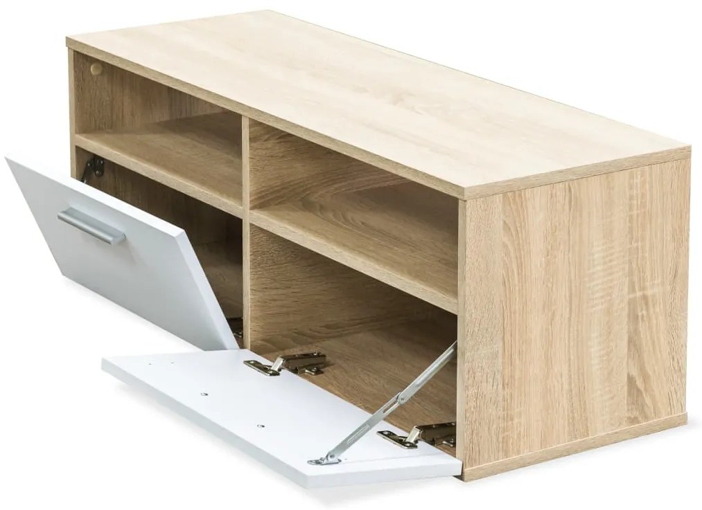 vidaXL Έπιπλο Τηλεόρασης Δρυς / Λευκό 95 x 35 x 36 εκ. από Επεξ. Ξύλο