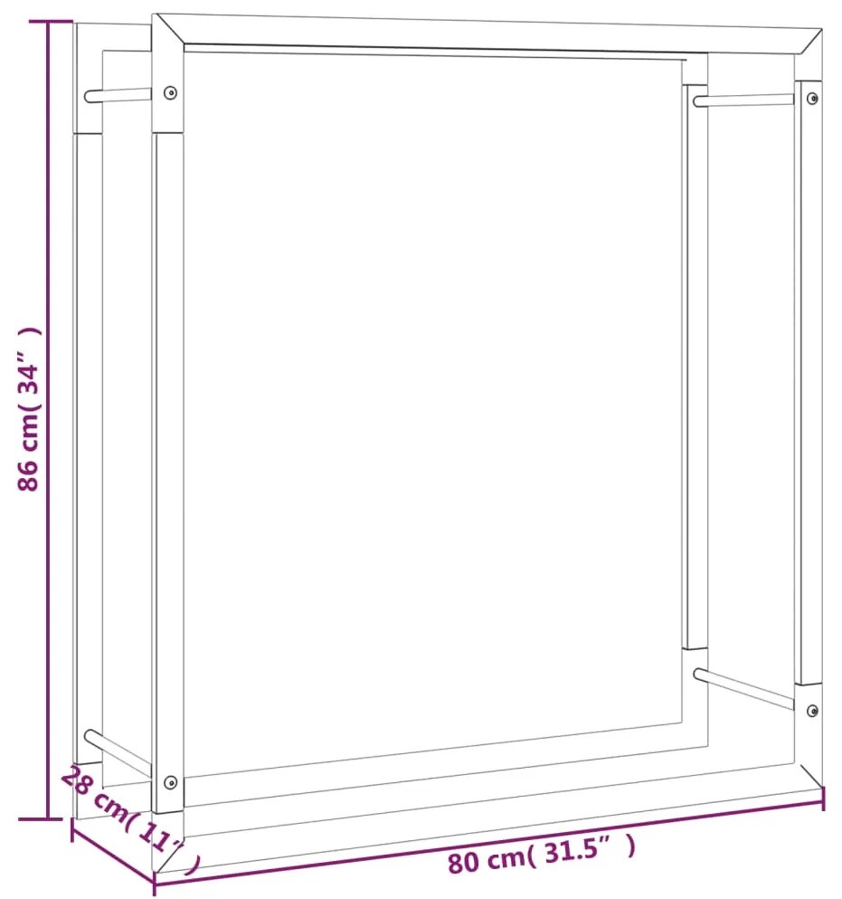 vidaXL Ραφιέρα Καυσόξυλων Ματ Μαύρο 80x28x86 εκ. Ατσάλι