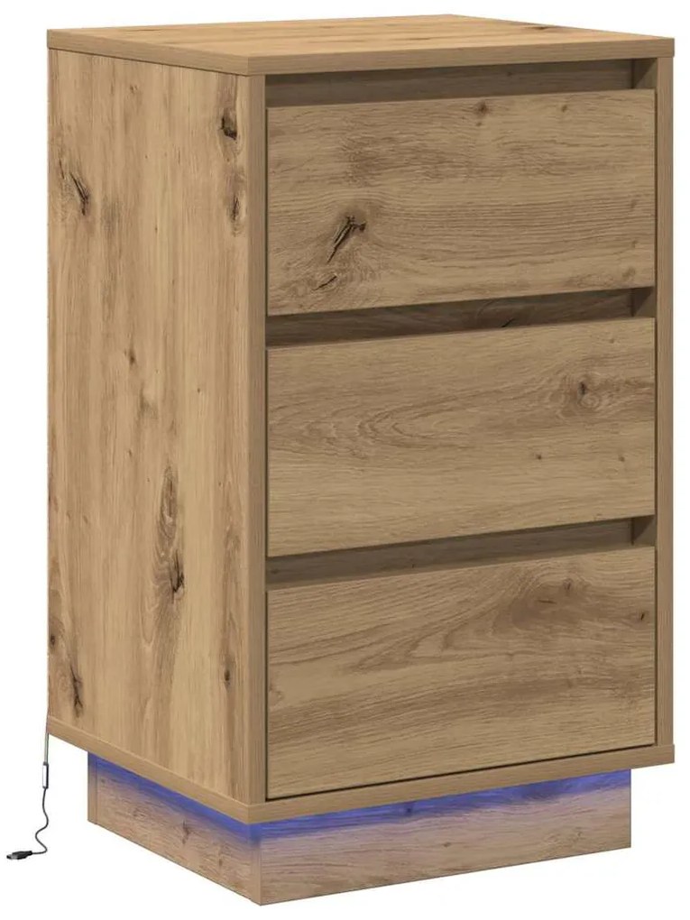 vidaXL Κομοδίνο με artisan δρυς 39 x 34.5 x 65 εκ. Επεξεργασμένο ξύλο