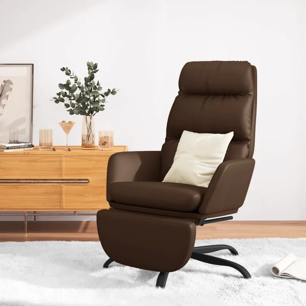 vidaXL Πολυθρόνα Relax Καφέ από Συνθετικό Δέρμα με ένα Υποπόδιο
