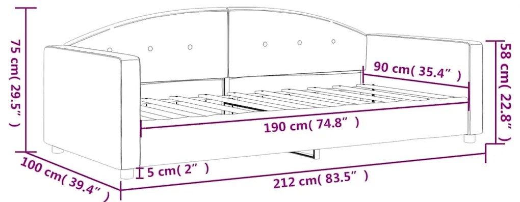Καναπές Κρεβάτι Χωρίς Στρώμα Σκούρο Γκρι 90x190 εκ. Βελούδινο 354150