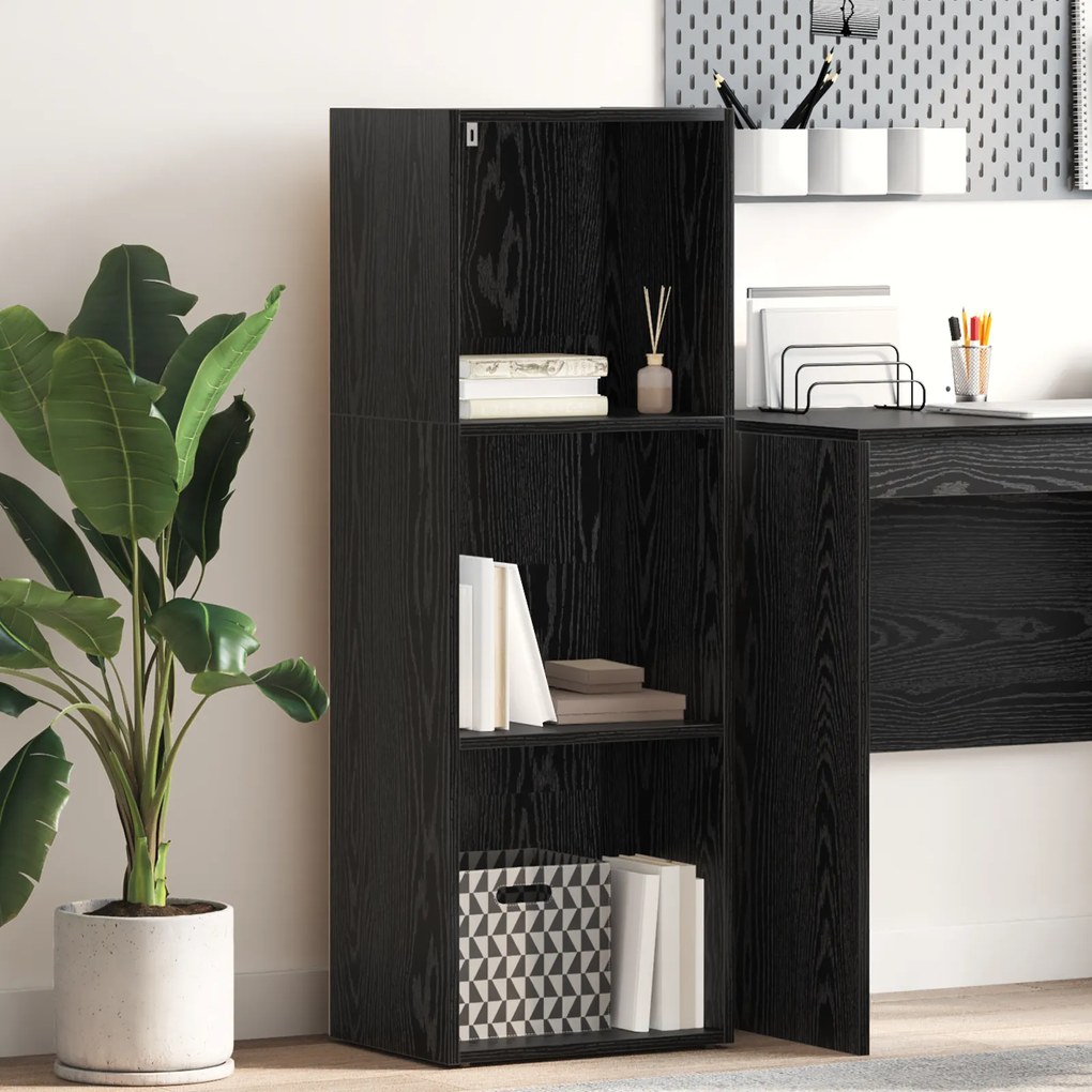 vidaXL Βιβλιοθήκη Μαύρη δρυς 40 x 30 x 114 εκ. Επεξεργασμένο ξύλο
